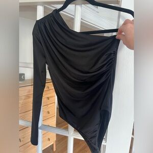 Zara one shoulder ruched bodysuit